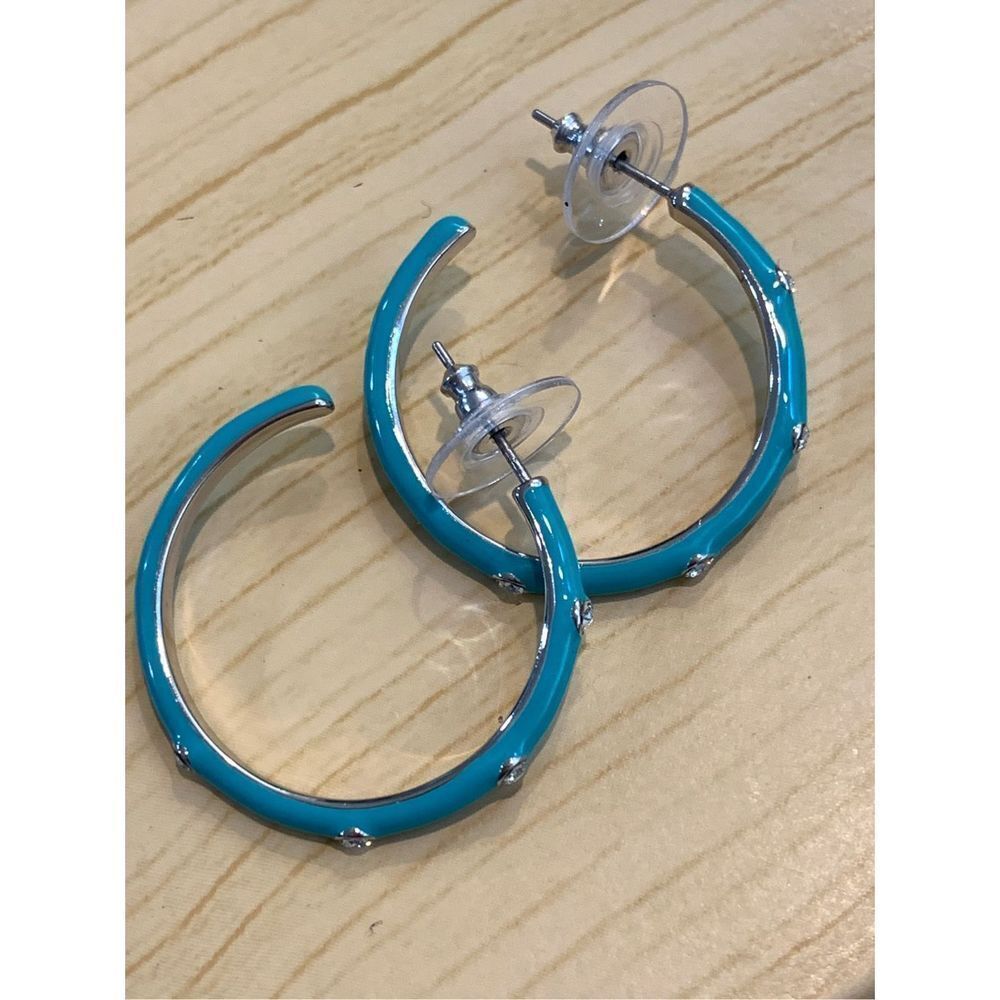Turquoise and Crystal Hoop Earrings #sparkle #hoop earrings #turquoise